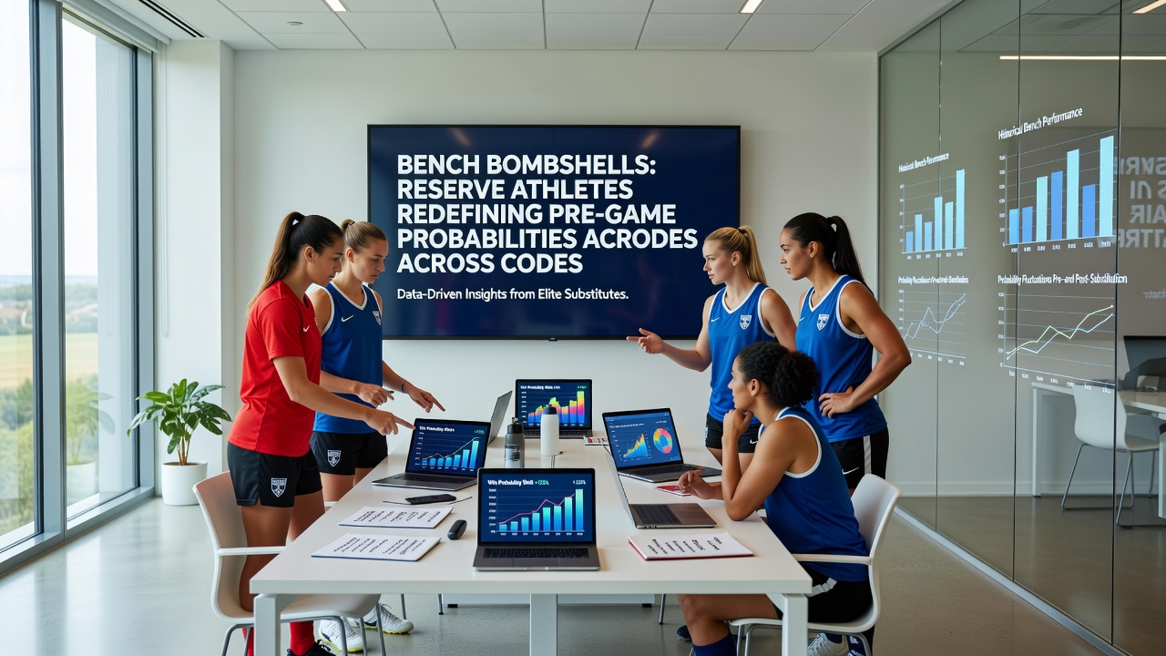 Coaches reviewing reserve player statistics on tablets ahead of a match