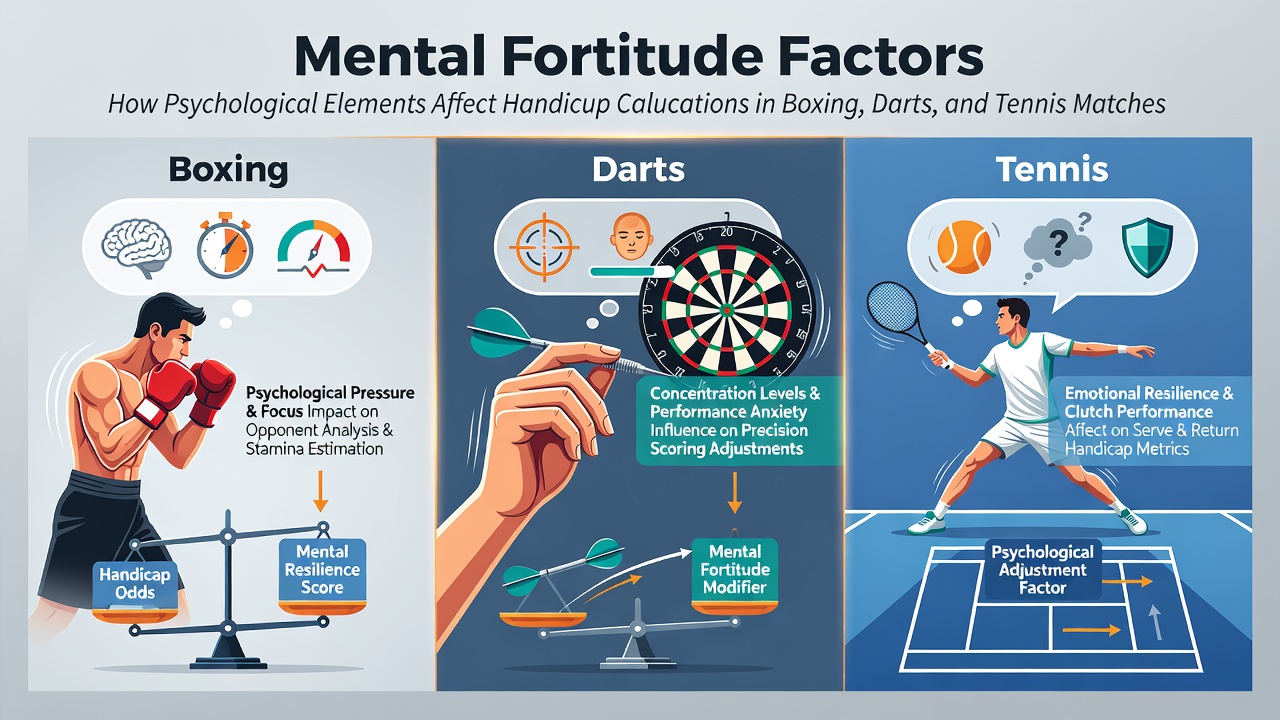 Boxer maintaining focus during a high-pressure round while darts player and tennis athlete show concentration in match settings