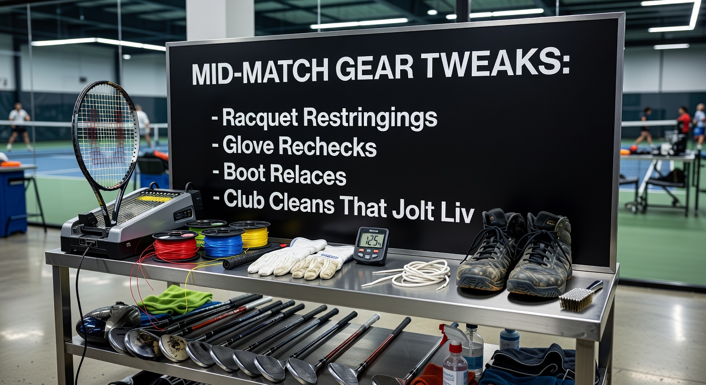 Boxer rechecking gloves between rounds while coach assists, live betting odds updating on arena screens