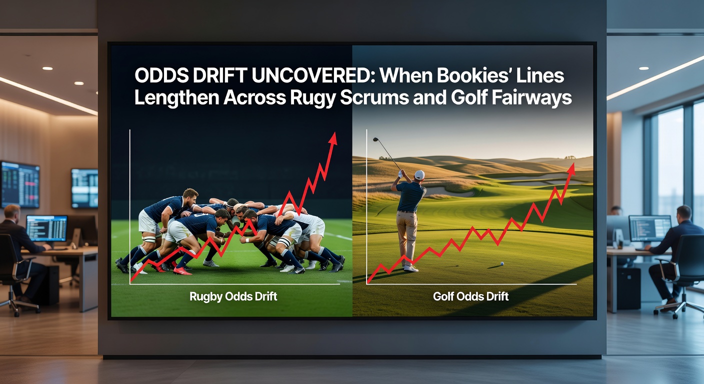 Graph showing odds lengthening in a rugby match, with lines drifting upward over time