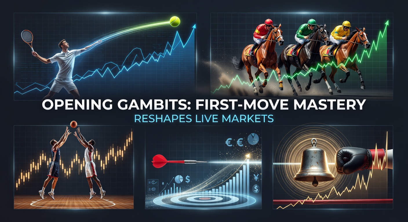 Dynamic tennis serve launching the match, with the ball slicing through the air toward the baseline as the receiver braces for impact
