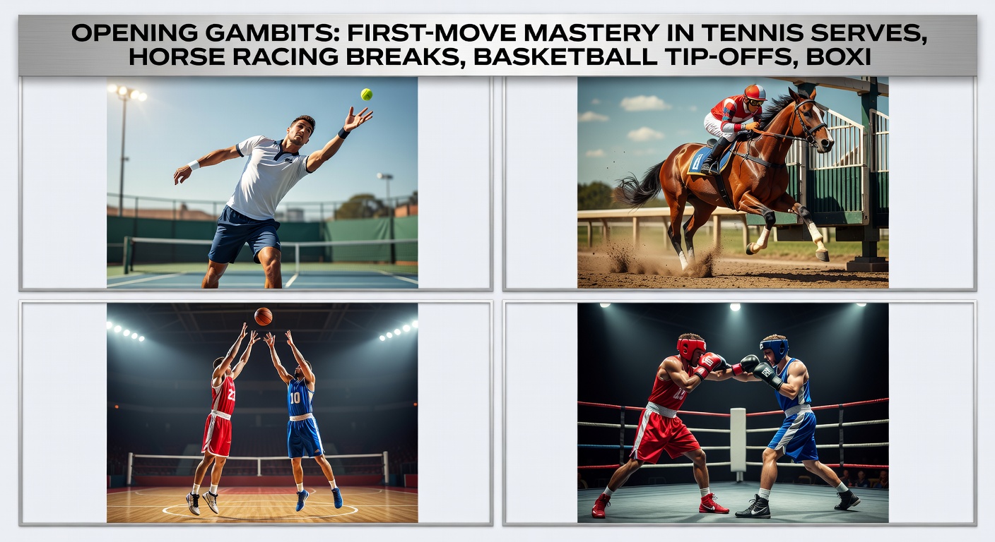 Basketball tip-off clash under bright arena lights, with players leaping high as the referee tosses the ball skyward
