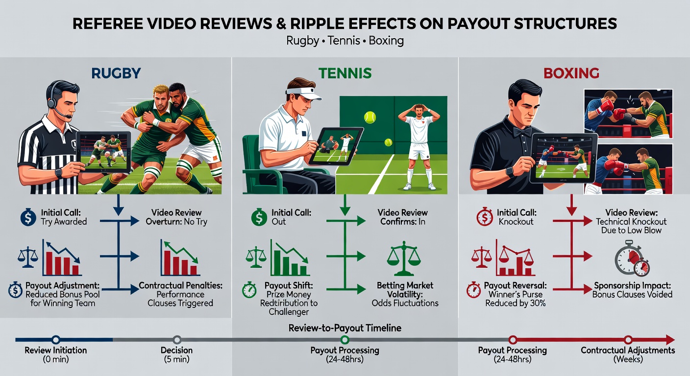 Tennis umpire reviewing Hawk-Eye challenge with live odds board visible courtside