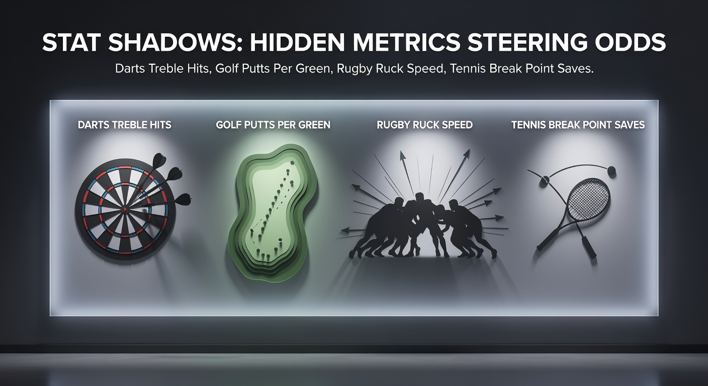 Darts player aiming at treble 20, with overlay stats showing hit percentages influencing live odds