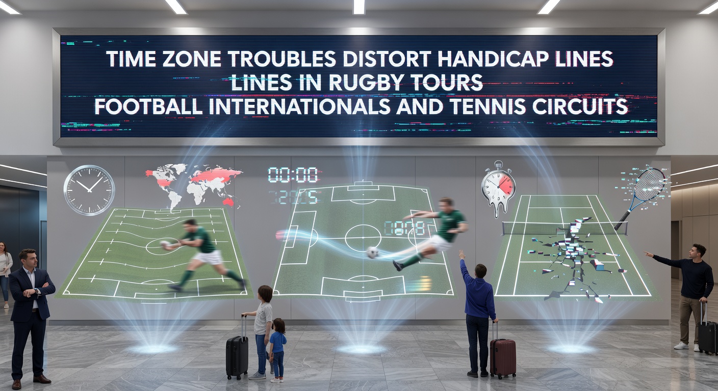 Tennis players practicing under floodlights after a transcontinental flight, adjusting to new time zones on the circuit