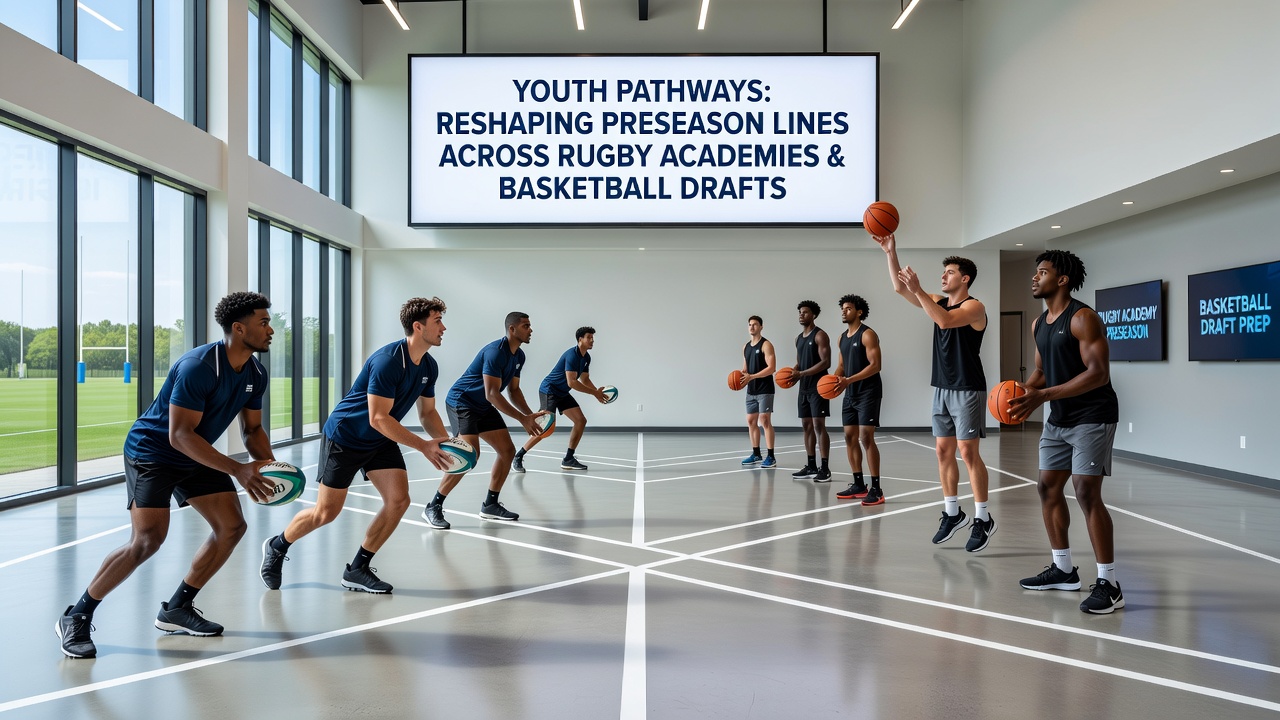 Basketball draft prospects performing drills during a combine event with scouts and data analysts observing